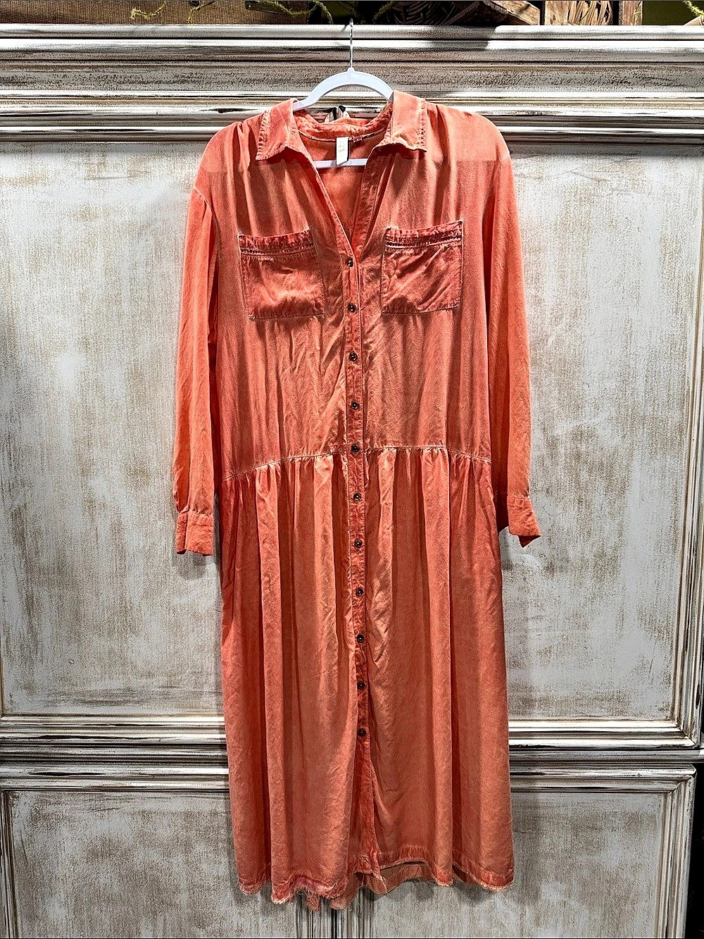 PILCRO Button Front Midi Dress in Orange Size Small